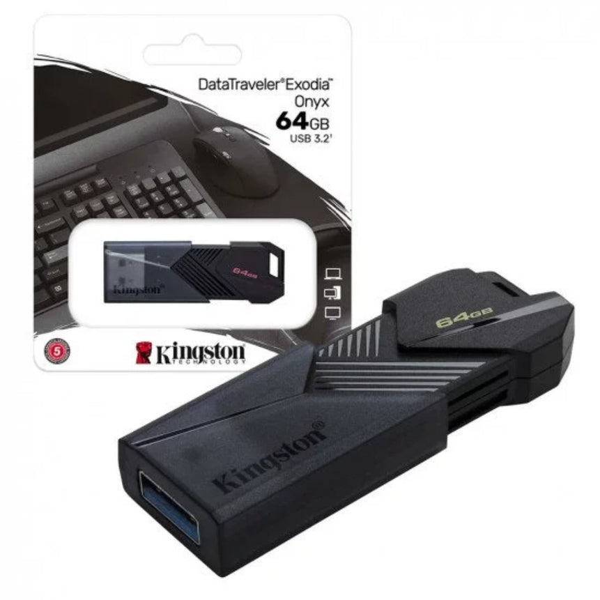 Pen Drive 64GB Kingston DataTraveler Exodia Onyx, USB 3.2, Preto DTXON/64GB