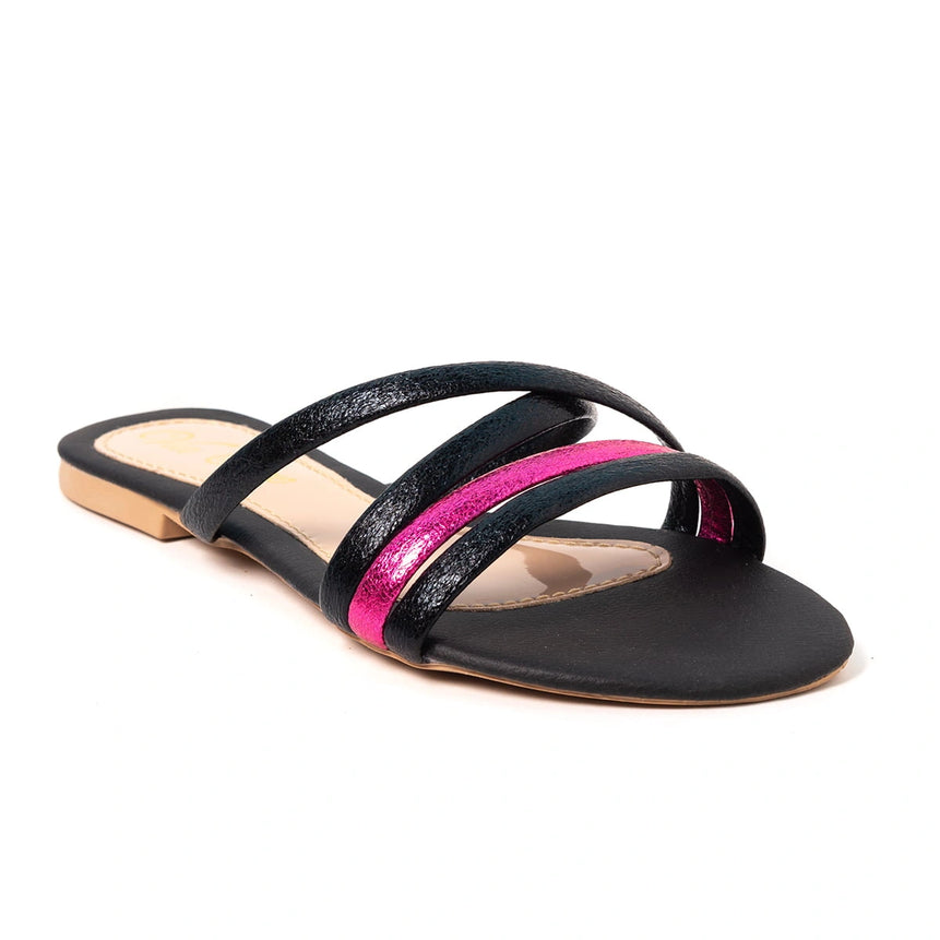 Sandália Rasteira Multi-tiras Slim Preto