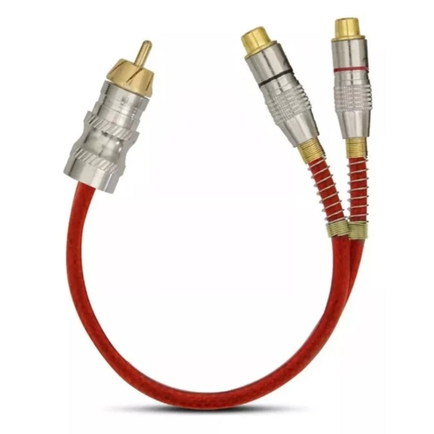 Cabo Y Rca Blindado Tech One 1 Macho 2 Fêmeas Vermelho